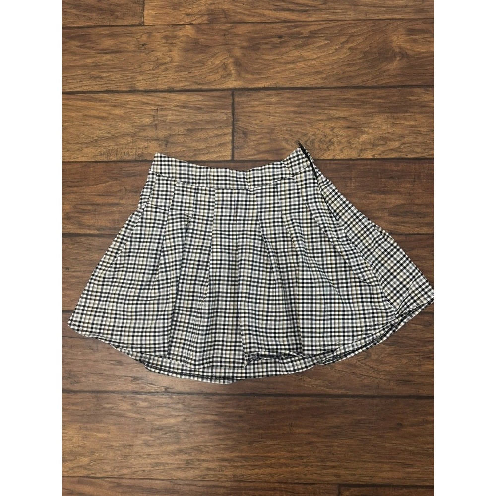 LOVE TREE Women's Medium Plaid Check Khaki High Waisted Pleated Tennis Skirt